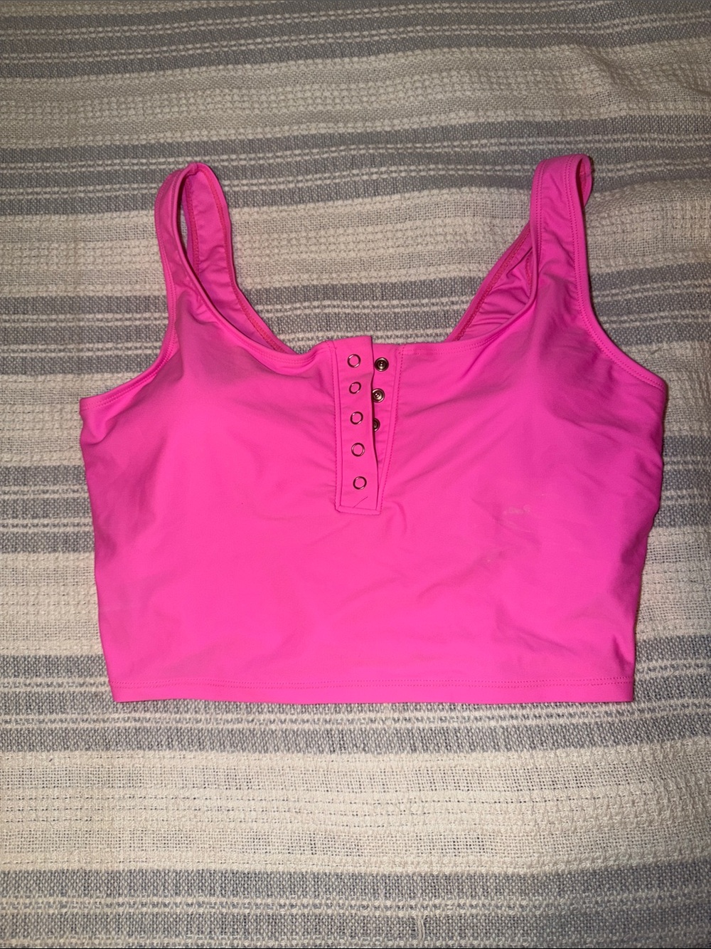 Women's Hot Pink Snap-Front Bikini Top